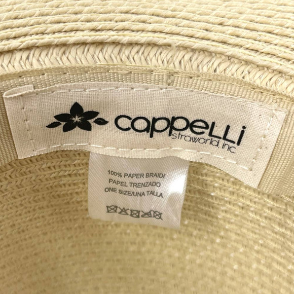 Cappelli Straworld Tan Straw Sunhat With White Tassel One Size New - Picture 8 of 9
